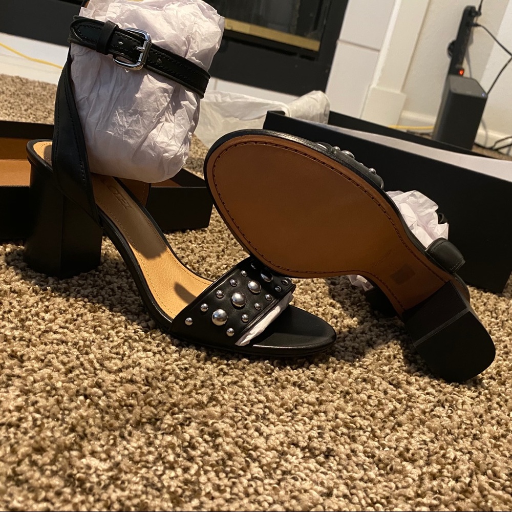 Coach Paige Studded Matte Clf/Black Sandals - Picture 3 of 8